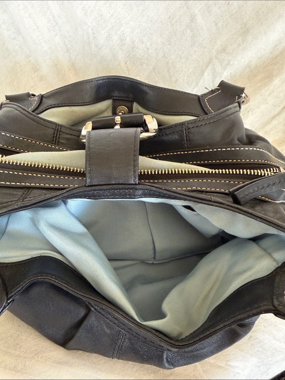 Coach Black Leather Shoulder Bag with Buckle Accent - Picture 9 of 9